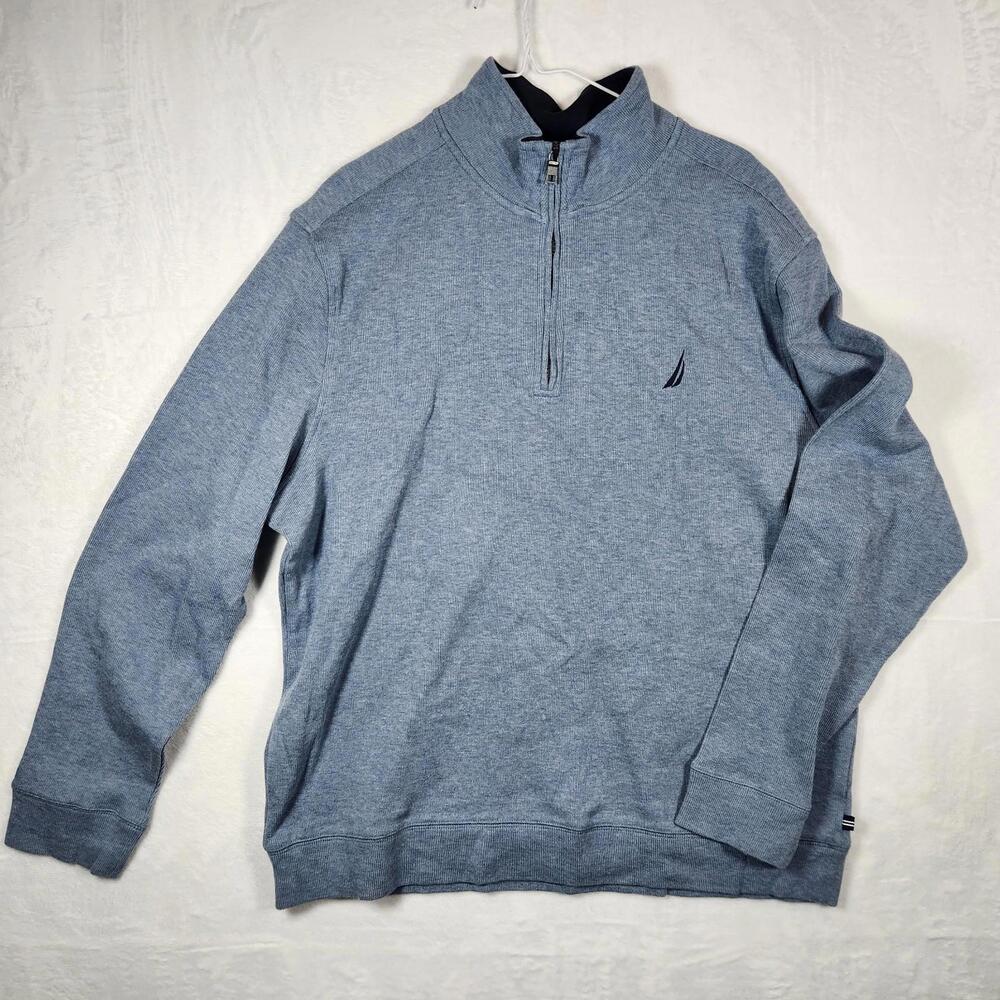 Nautica Long‎ Sleeve Quarter Zip Pullover Blue Mens Size XL